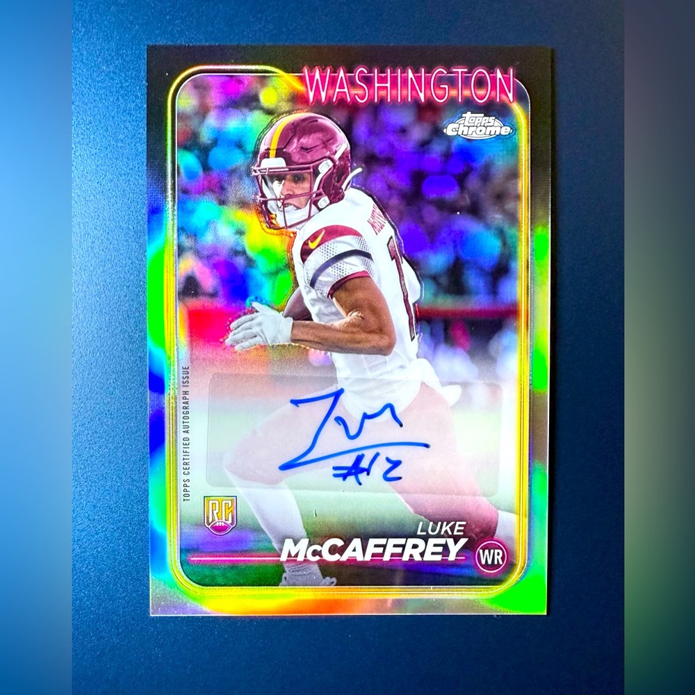 Luke McCaffrey Rookie AUTO Silver Refractor 2024 Topps Chrome NFL Commanders